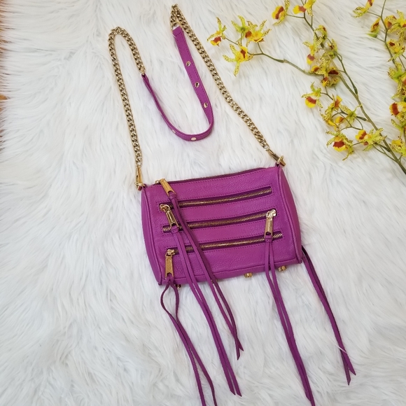 Rebecca Minkoff Handbags - REBECCA Minkoff Crossbody Bag In Purple Leather Triple Zipper In Gold Color.....